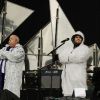 Tenacious D (Jack Black et Kyle Gass) en concert le 9 juin 2012 au Download Festival.