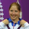 Céline Goberville le 29 juillet 2012 aux Jeux olympiques de Londres, médaillée d'argent en tir