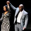 Mike Tyson et sa femme Kiki lors de la première du one-man show Mike Tyson : La vérité incontestée, à Broadway le 2 août 2012