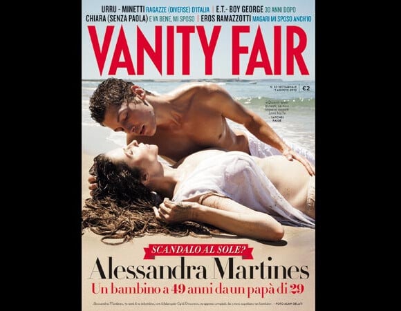 Alessandra Martines enceinte et Cyril Descours en couverture du magazine Vanity Fair italien
