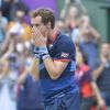 Andy Murray verse quelques larmes après être devenu champion olympique en battant Roger Federer en finale le 5 août 2012 à Wimbledon à Londres
