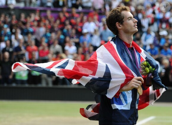 Andy Murray, champion olympique 2012 après sa victoire sur Riger Federer le 5 aout à Wimbledon