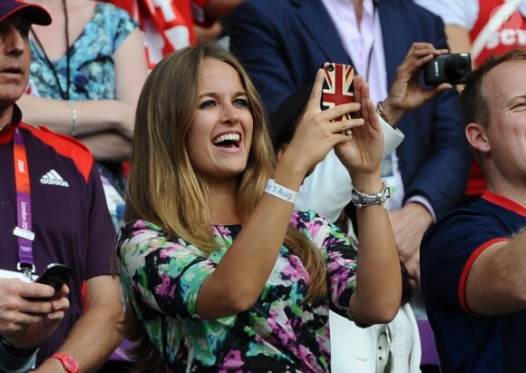 Kim Sears lors du sacre de son homme Andy Murray en finale du tournoi olympique de tennis le 5 août 2012 à Londres