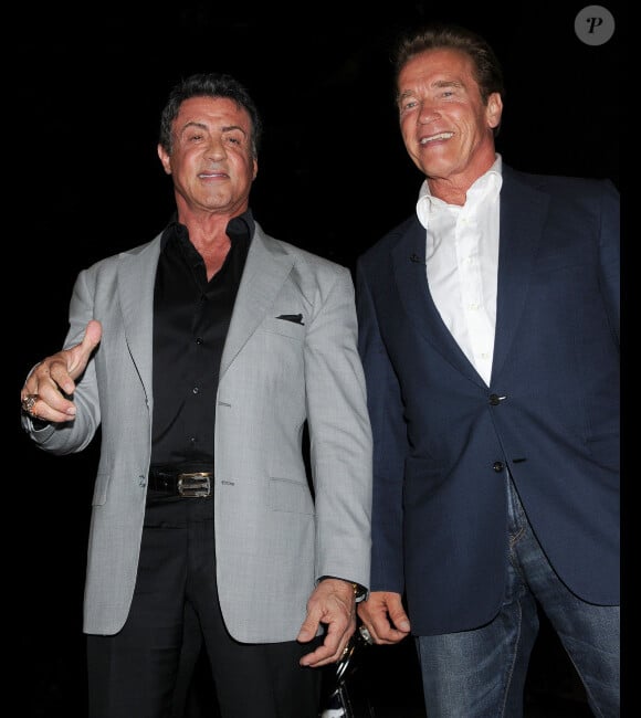 Sylvester Stallone et Arnold Schwarzenegger lors de la promotion d'Expendables 2 en juillet 2012