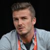 David Beckham, dans les tribunes du stade olympique de Londres, suit la spectaculaire cérémonie de clôture des Jeux Olympiques. Londres, le 12 août 2012.