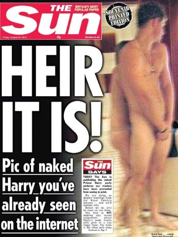 Le prince Harry nu en une de The Sun