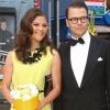 La princesse Victoria de Suède et le prince Daniel arrivant à la cérémonie du Polar Music Prize 2012, le 28 août 2012, à Stockholm.