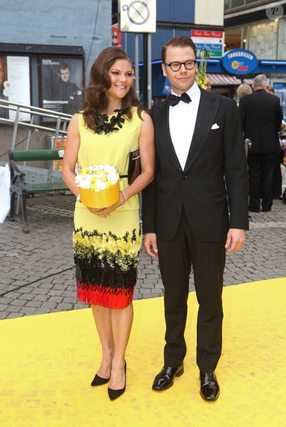 La princesse Victoria de Suède et le prince Daniel arrivant à la cérémonie du Polar Music Prize 2012, le 28 août 2012, à Stockholm.
