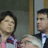 Manuel Valls et Martine Aubry circonspects après la défaite lilloise face au PSG le 2 septembre 2012 à Lille (2-1)