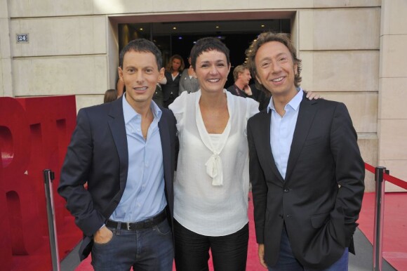 Marc-Olivier Fogieln Christelle Rebiere et Stéphane Bern lors de la conférence de rentrée de RTL à Paris le 6 septembre 2012