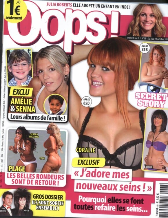 Coralie (Secret Story 4) affiche ses nouveaux seins en couverture de Oops