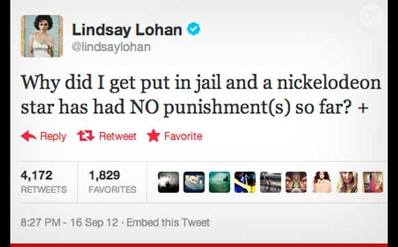 Le tweet de Lindsay Lohan