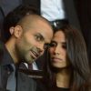 Tony Parker et sa compagne Axelle lors du match entre le PSG et le Dynamo Kiev au Parc des Princes à Paris le 18 septembre 2012