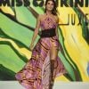 Elisabetta Canalis, en deux passages, a assuré le show pour Miss Bikini lors de la Fashion Week de Milan, le 21 septembre 2012