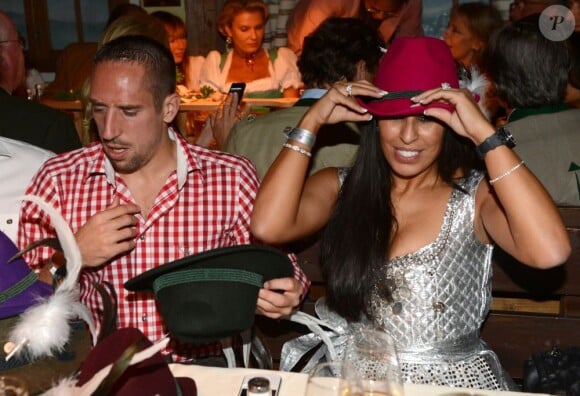 Franck Ribery et sa femme Wahiba, couple glamour lors de l'Oktoberfest de Munich le 23 septembre 2012
