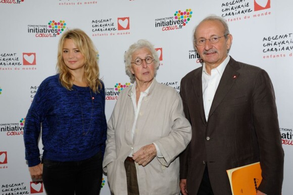 Virginie Efira, Francine Leca et Patrice Roynette à la conférence de presse organisée par Initiatives Coeur et Mécénat Chirurgie Cardiaque à Paris, le 24 septembre 2012.