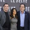 John Travolta, Salma Hayek et Oliver Stone à Rome pour la promotion de Savages, le 25 septembre 2012.