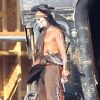 Johnny Depp lors d'un énième reshoot du western Lone Ranger de Gore Verbinski, le 27 septembre 2012. Le tournage a officiellement commencé le 25 février, il y a sept mois.
