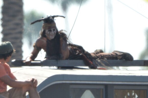 Johnny Depp tourne de nouvelles scènes du western Lone Ranger de Gore Verbinski, le 19 septembre 2012.