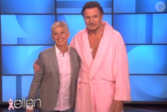 Liam Neeson avec Ellen DeGeneres le 01/10/2012.