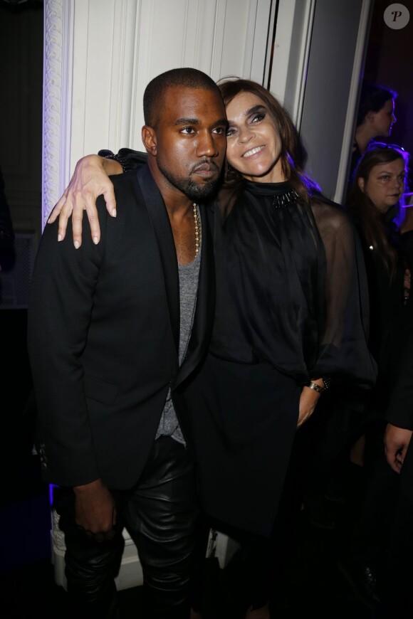 Carine Roitfeld et Kanye West lors de la soirée de Carine Roitfeld et MAC organisée à paris le 2 octobre 2012