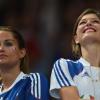 Jennifer Priez et Geraldine Pillet lors de la finale olympique entre la France et la Suède à Londres le 12 août 2012