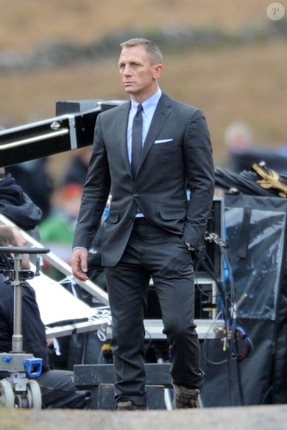 Daniel Craig sur le tournage de Skyfall en Ecosse le 8 février 2012