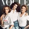 Daria Werbowy, Stephanie Seymour et Lauren Hutton, trois générations en jean et chemise blanche photographiées par Inez et Vinoodh pour le numéro de novembre 2012 de Vogue Paris.