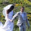 Jean-Luc Delarue et Anissa Khel au sommet du bonheur le jour de leur mariage le 12 mai 2012 à Sauzon.