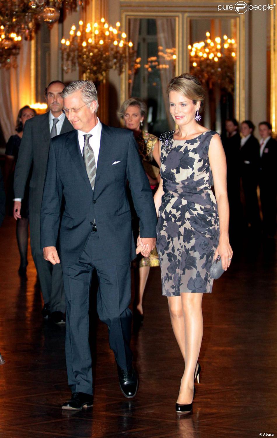  Le prince Philippe et la princesse Mathilde. La famille royale de Belgique était réunie le 24 octobre 2012 au palais à Bruxelles pour un concert d&#039;automne offert par le couple royal. 