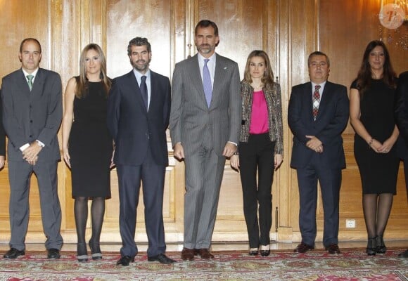 Le prince Felipe et la princesse Letizia d'Espagne en audience à Oviedo le 25 octobre 2012 dans le cadre des Prix de la Fondation Prince des Asturies.