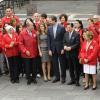 Felipe et Letizia d'Espagne recevaient le 26 octobre 2012 à l'Hôtel de la Reconquista, à Oviedo, les lauréats des Prix Prince des Asturies.