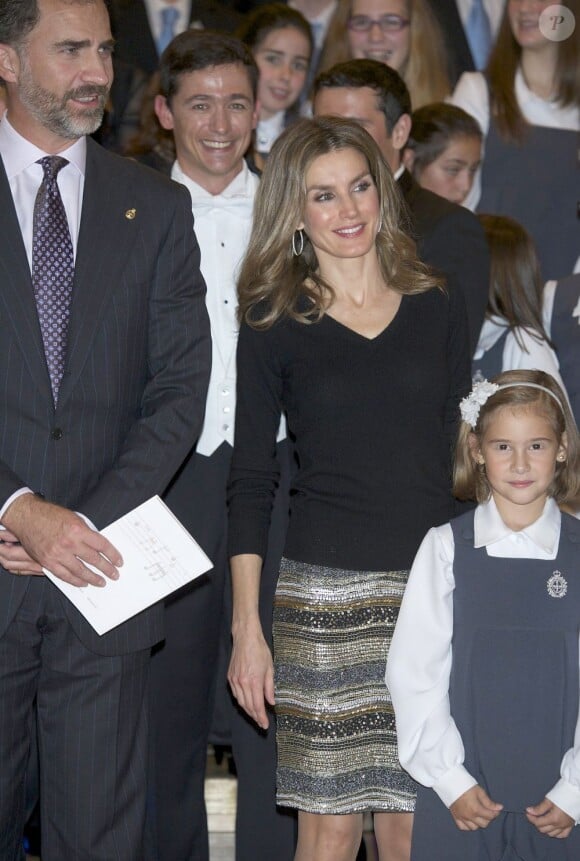 Le prince Felipe et la princesse Letizia d'Espagne assistent a un concert a Oviedo en Espagne le 25 Octobre 2012.  Felipe and Letizia of Spain attend the '21st Musical Week' concert at the Auditorio Principe Felipe the night before of the 'Prince of Asturias Awards' ceremony in Oviedo on October 25, 201225/10/2012 - Oviedo