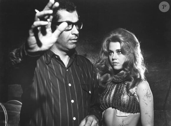 Jane Fonda et Roger Vadim sur le tournage de Barbarella en 1968