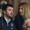 Michaël Youn et sa compagne Isabelle Funaro lors de la rencontre entre le PSG et l'OM en huitième de finale de la coupe de la Ligue (2-0) au Parc des Princes le 31 octobre 2012 à Paris