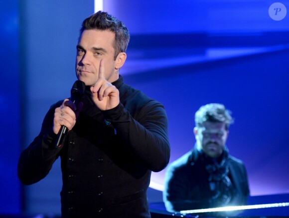Robbie Williams sur le plateau de Wetten dass ? en Allemagne le 3 novembre 2012.