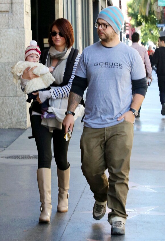 Jack Osbourne en compagnie de sa femme Lisa et de leur fille Pearl à Los Angeles le 11 novembre 2012.