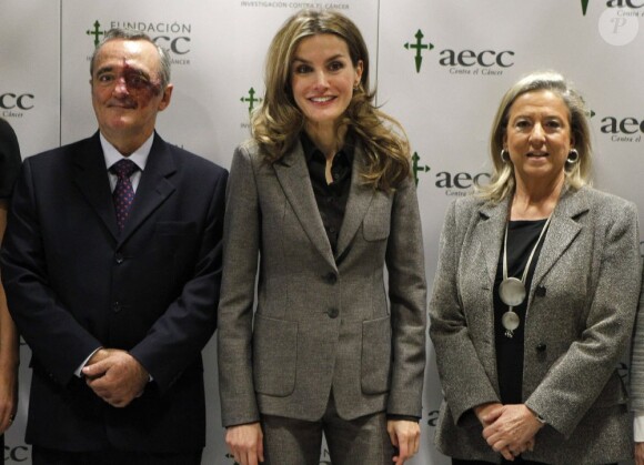 Letizia d'Espagne lors de la Journée d'information sur le cancer, à Madrid, le 13 novembre 2012. La princesse des Asturies est présidente d'honneur de l'Association espagnole de lutte contre le cancer.