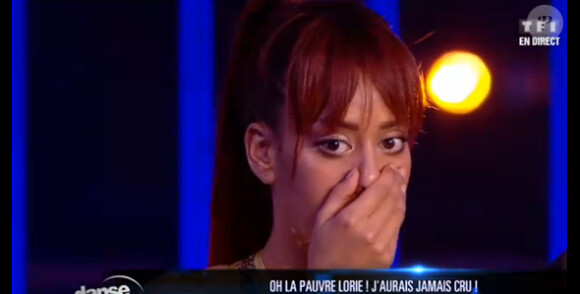 Amel Bent n'arrive pas à croire à l'élimination de Lorie dans Danse avec les stars 3 le samedi 24 novembre 2012 sur TF1