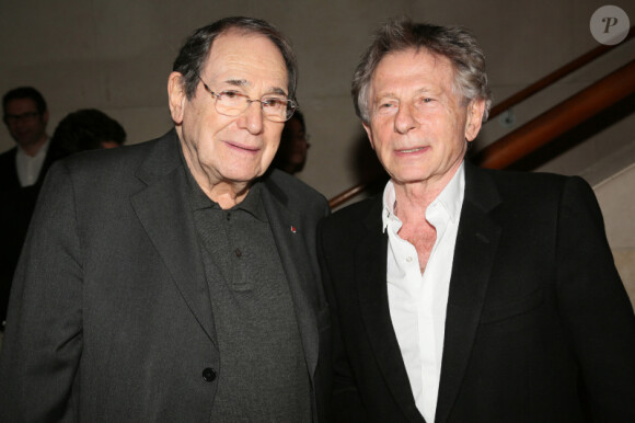 Robert Hossein et Roman Polanski lors de la présentation à la Cinémathèque française de la version restaurée de Tess, le 26 novembre 2012