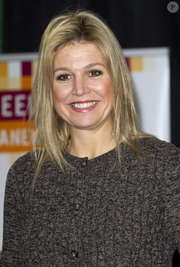 La princesse Maxima des Pays-Bas en visite à Bois-le-Duc le 27 novembre 2012 pour fêter le 1000e apprenti du programme de formation professionnelle.