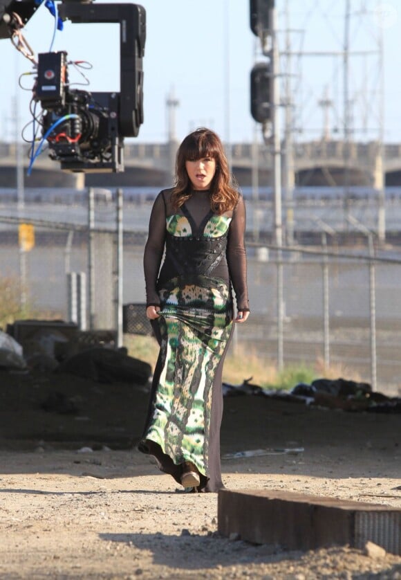 La chanteuse Kelly Clarkson sur le tournage de son clip, à Los Angeles, le 28 avril 2012.