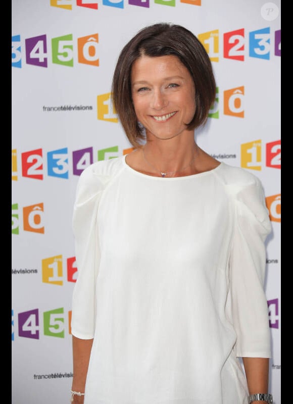 Carole Gaessler lors de la conférence de presse de rentrée de France Télévisions le 28 août 2012.
