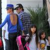 Johnny Hallyday avec sa femme Laeticia et ses filles Jade et Joy à Los Angeles le 7 septembre 2012.