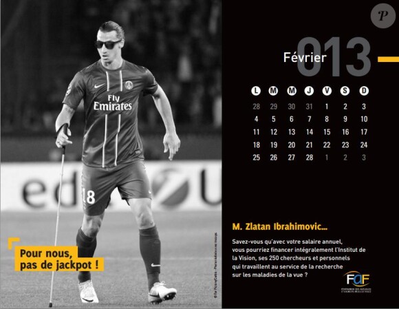 Zlatan Ibrahimovic dans le calendrier 2013 de la Fédération des Aveugles de France