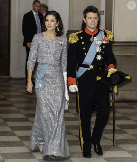La princesse Mary et le prince Frederik de Danemark le 3 janvier 2013 pour la réception du corps diplomatique à Christiansborg.