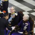  La reine Margrethe II de Danemark, le prince Henrik, le prince Frederik et la princesse Mary recevaient le 3 janvier 2013 le corps diplomatique à Christiansborg. 