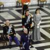 La reine Margrethe II de Danemark en pleine allocution devant le prince Henrik, le prince Frederik et la princesse Mary lors de la réception le 3 janvier 2013 du corps diplomatique à Christiansborg.