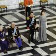  La reine Margrethe II de Danemark, le prince Henrik, le prince Frederik et la princesse Mary recevaient le 3 janvier 2013 le corps diplomatique à Christiansborg. 
