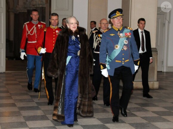 La reine Margrethe II de Danemark et le prince Henrik le 4 janvier 2013 à Christiansborg pour recevoir les responsables des grandes organisations nationales.